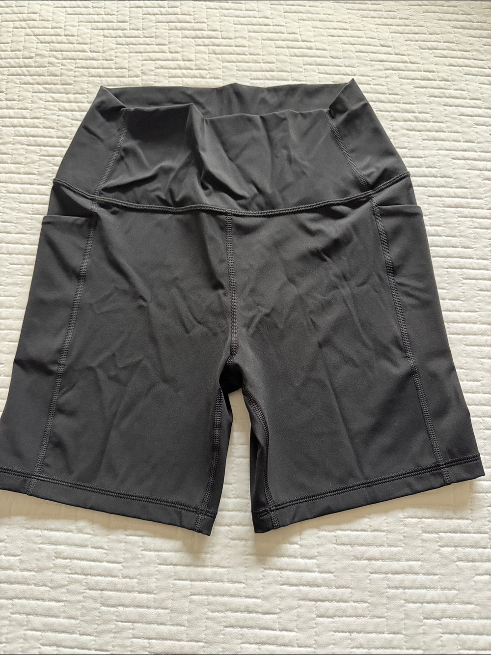 CRZ High-Waist Black Women’s Athletic Bike style Shorts with side pockets